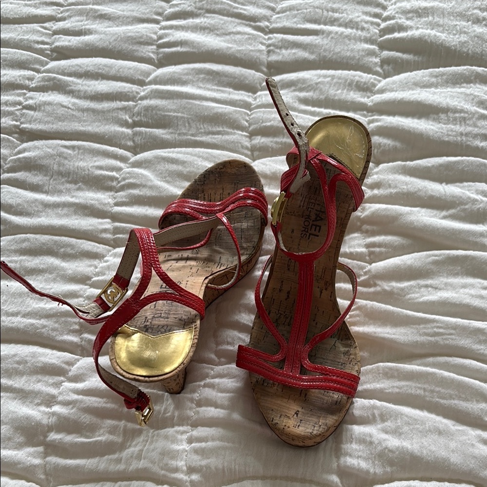 Michael Kors Gold and Orange Wedges with Chic Appeal